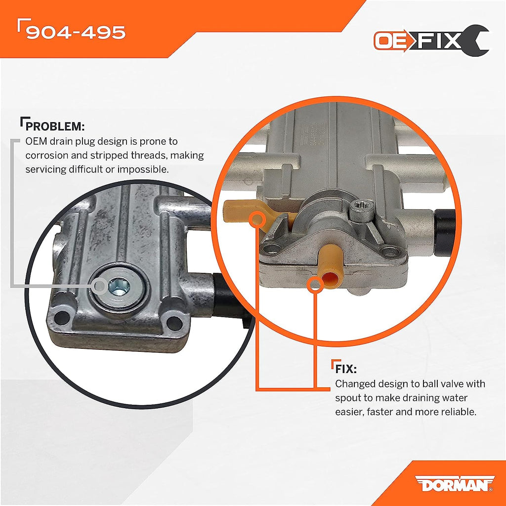 Dorman 904-495 Water in Fuel Drain Valve Compatible with Select Ford Models (OE FIX)