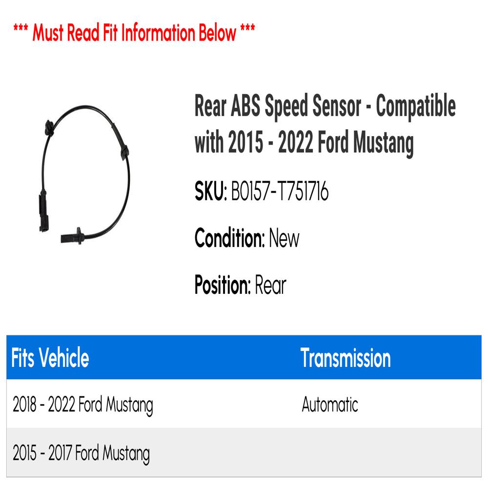 Rear ABS Speed Sensor - Compatible with 2015 - 2022 Ford Mustang 2016 2017 2018 2019 2020 2021
