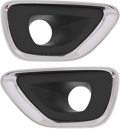 Front, Driver and Passenger Side Fog Light Trim Set of 2 Compatible with 2014-2016 Jeep Grand Cherokee Black, with Chrome Trim, Laredo, Limited, Overland, Summit Models, Black and Chrome