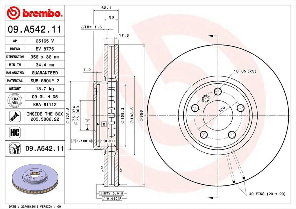 Brembo Front Disc Brake Rotor for 02-06 BMW X5 (09.A542.11)