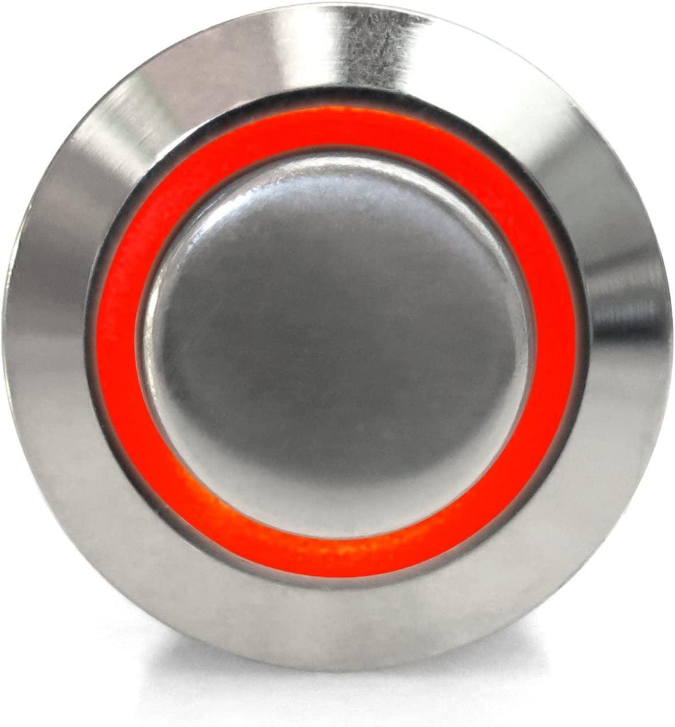 Keep It Clean  16Mm Momentary Billet Button with LED Red/Yellow Ring
