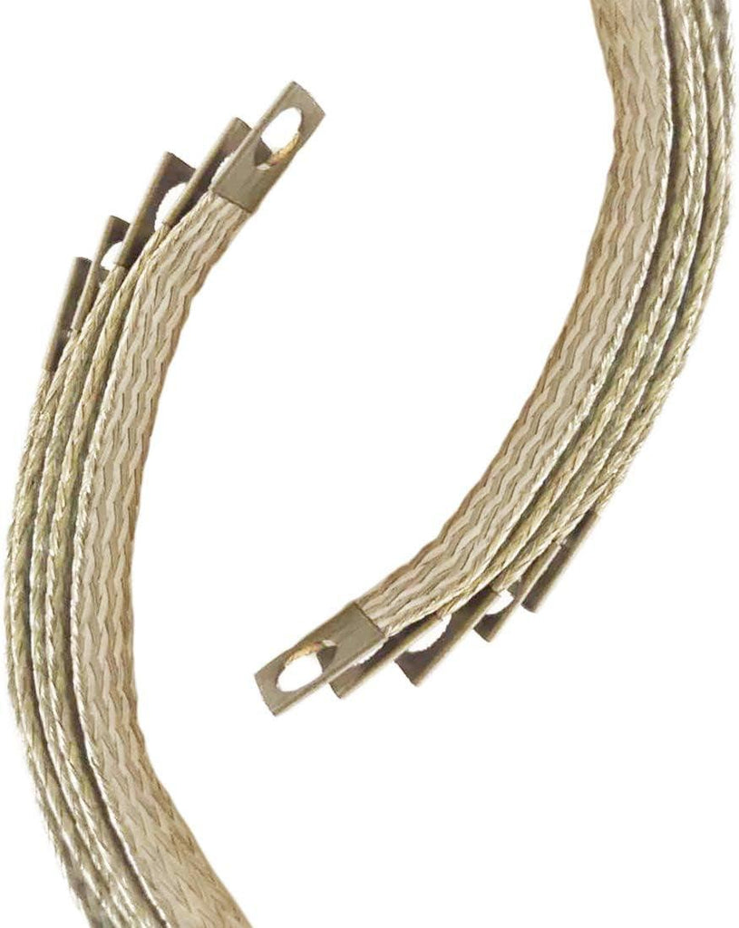 NANSH Automotive Engine Grounding Braided Flat Tinned Copper Straps 1/2" Width (12" Length 2PCS)