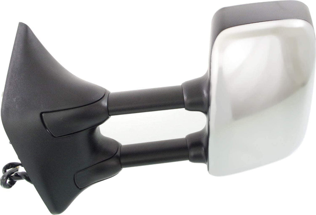 Driver Side Mirror Compatible with 2004-2015 Nissan Titan Manual Folding, Heated, with Memory, Chrome, with Blind Spot Glass, Towing, Power Glass, Black Base; Extends 4 Inches - NI1320204