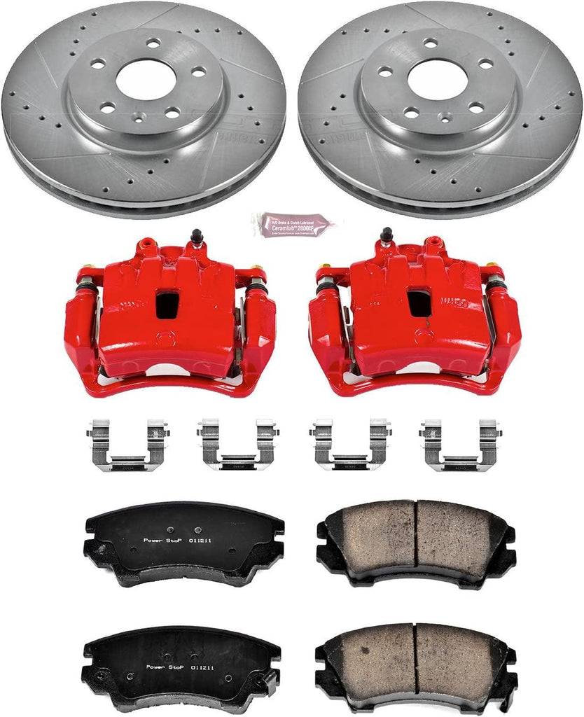 KC3031 Z23 Evolution Sport 1-Click Brake Kit with Powder Coated Calipers (Brake Pads, Drilled/Slotted Rotors)