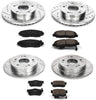 K2385 Front & Rear Brake Kit with Drilled/Slotted Brake Rotors and Z23 Evolution Ceramic Brake Pads