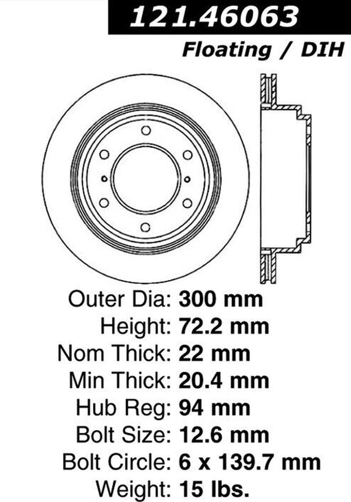 Centric Rear Disc Brake Rotor for Mitsubishi (121.46063)