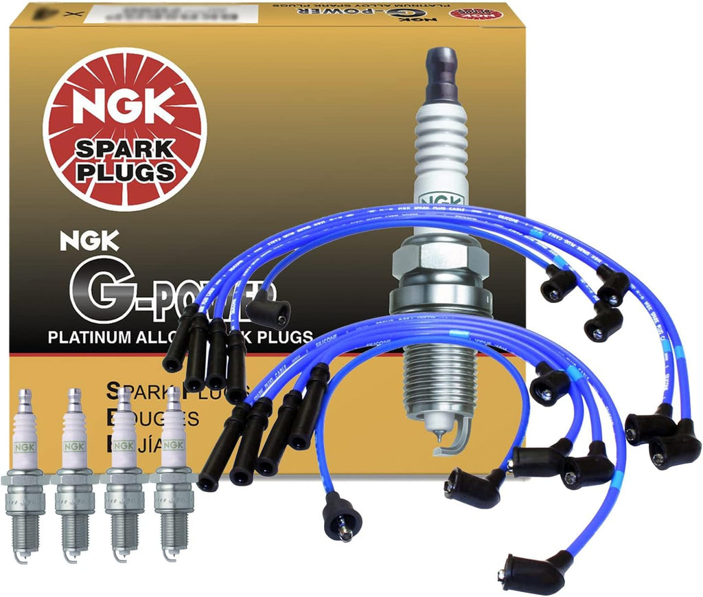 NGK Wire & 4 G-Power Platinum Spark Plugs Kit for Nissan D21 Van 2.4 L4