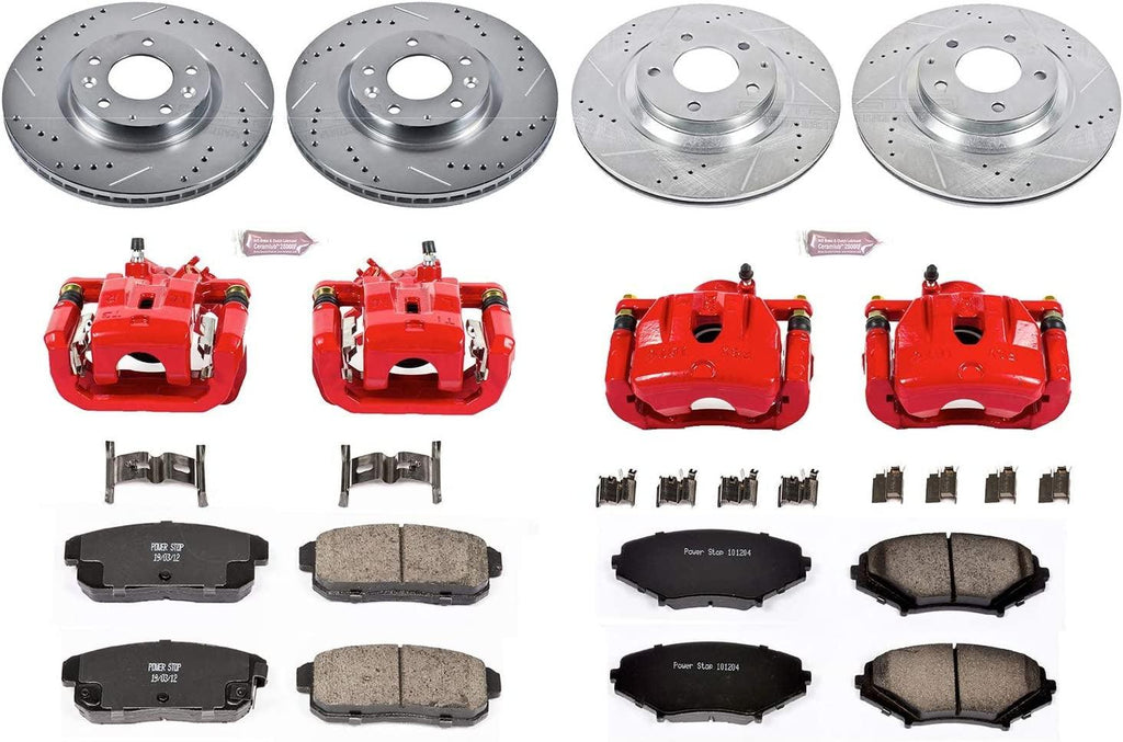 KC2725 Z23 Evolution Sport 1-Click Brake Kit with Powder Coated Calipers (Brake Pads, Drilled/Slotted Rotors)