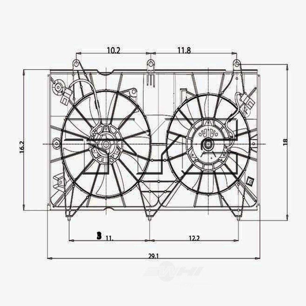 TYC 620690 Honda Accord Replacement Radiator/Condenser Cooling Fan Assembly Fits 2003 Honda Accord