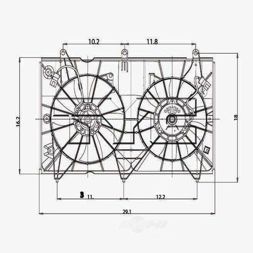 TYC 620690 Honda Accord Replacement Radiator/Condenser Cooling Fan Assembly Fits 2003 Honda Accord