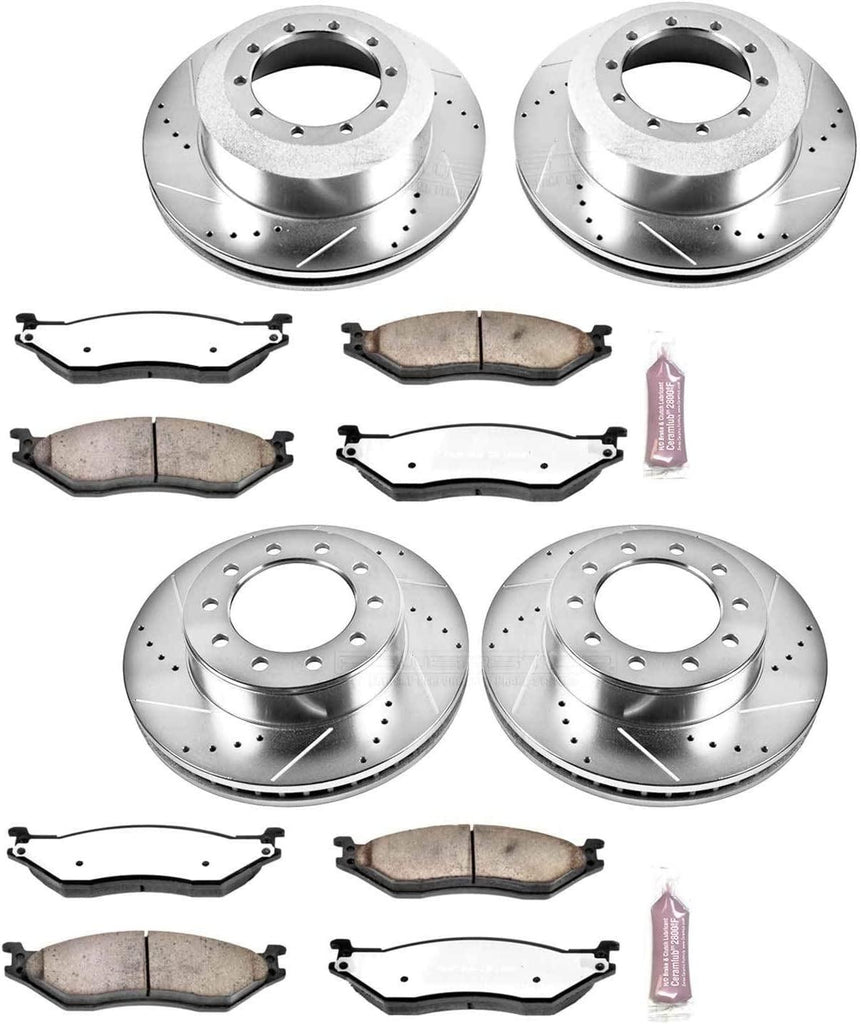 K5965-36 Front and Rear Z36 Truck & Tow Brake Kit, Carbon Fiber Ceramic Brake Pads and Drilled/Slotted Brake Rotors