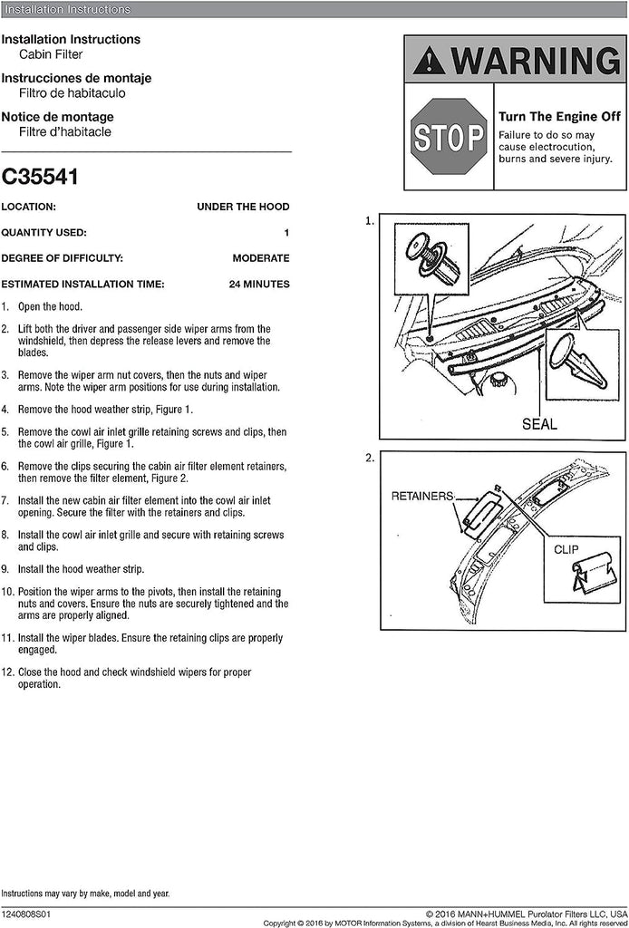 C35541 one Advanced Cabin Air Filter Compatible with Select Land Rover Vehicles