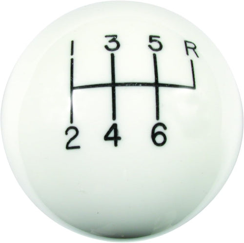 1630016 White 6-Speed Classic Shifter Knob