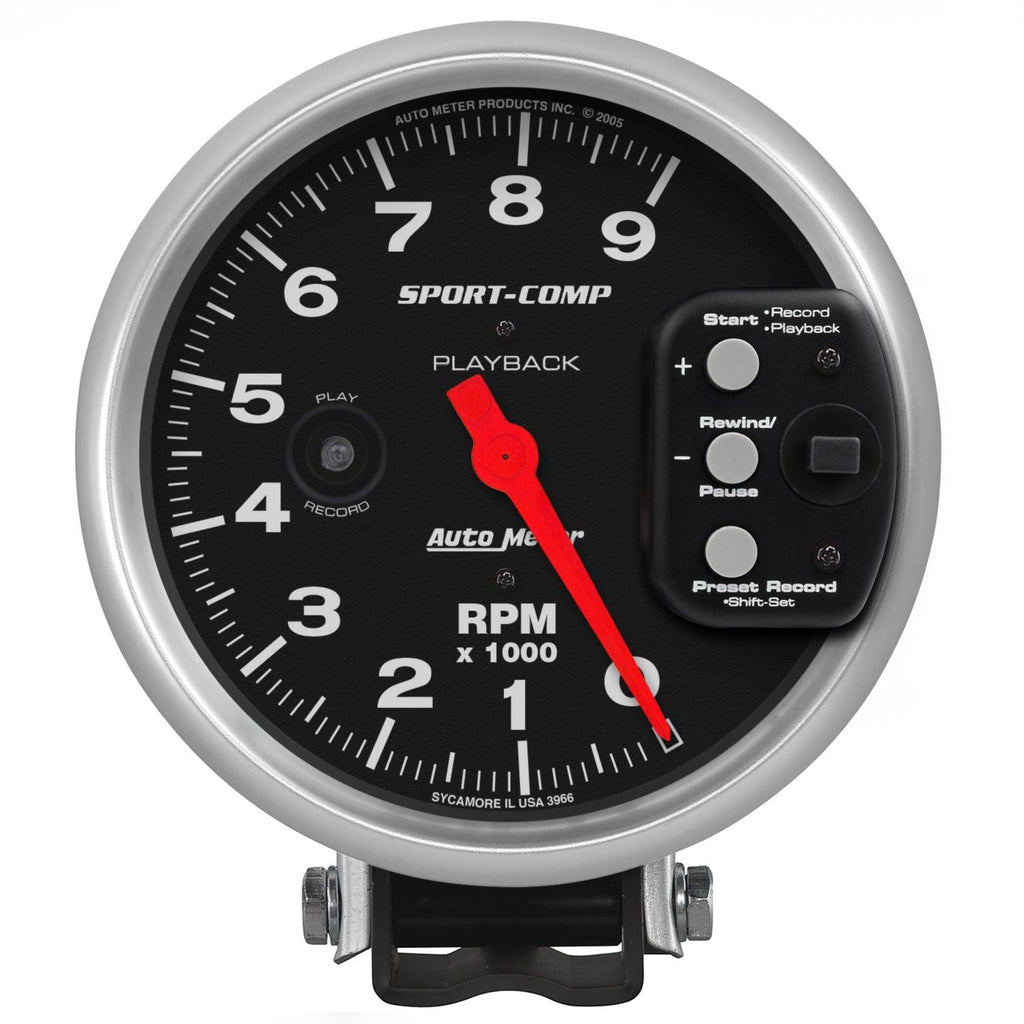 5 in. PEDESTAL PLAYBACK TACHOMETER 0-9000 RPM SPORT-COMP - greatparts