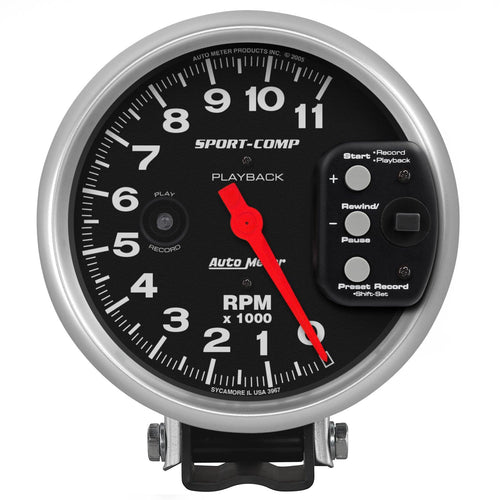 5 in. PEDESTAL PLAYBACK TACHOMETER 0-11000 RPM SPORT-COMP - greatparts