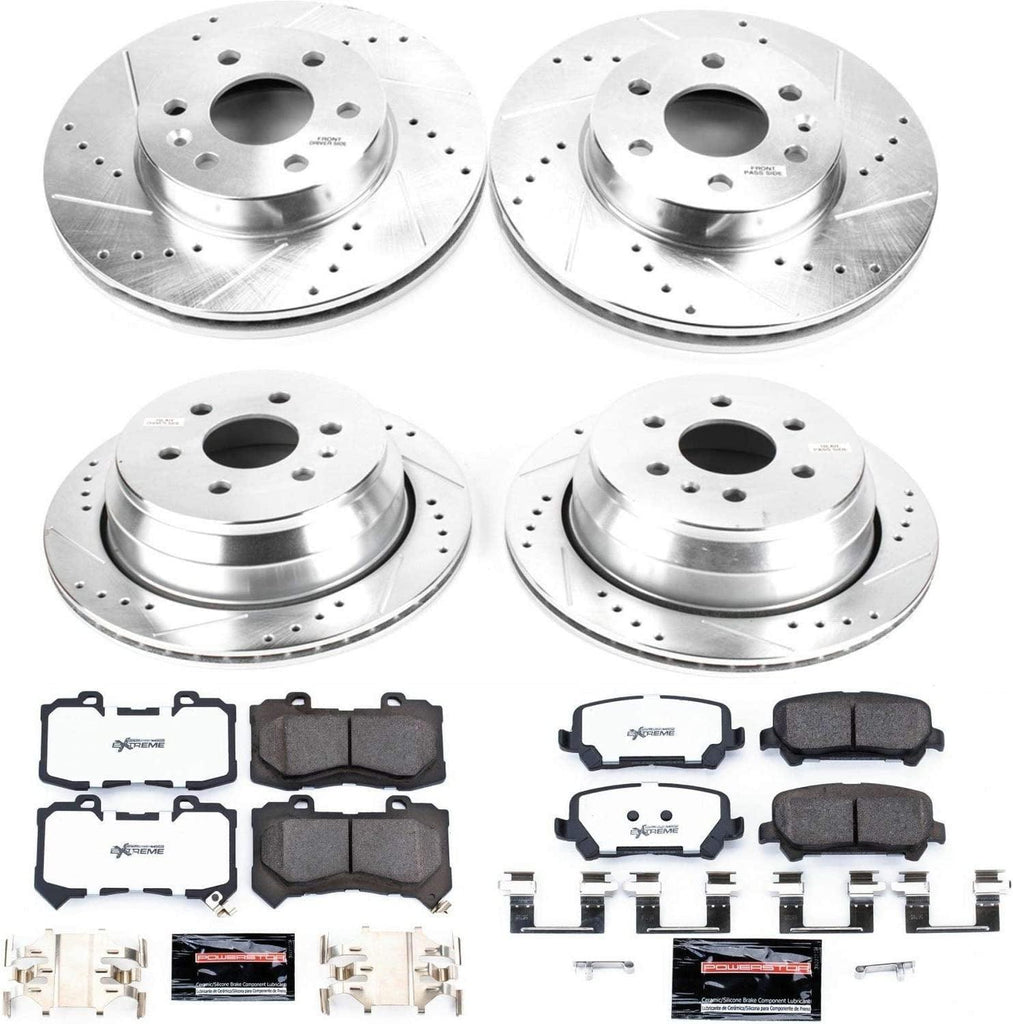 K7228-36 Front and Rear Z36 Truck & Tow Brake Kit, Carbon Fiber Ceramic Brake Pads and Drilled/Slotted Brake Rotors