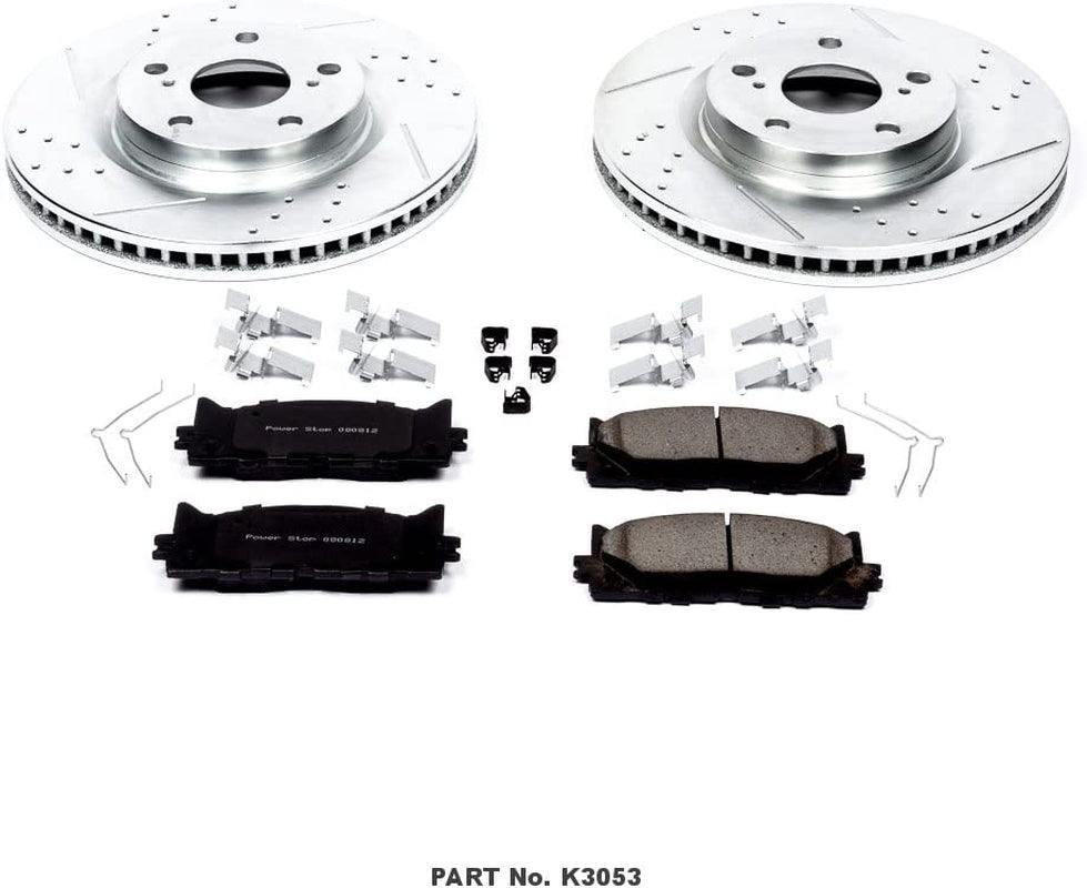 K3053 Front Brake Kit with Drilled/Slotted Brake Rotors and Z23 Evolution Ceramic Brake Pads