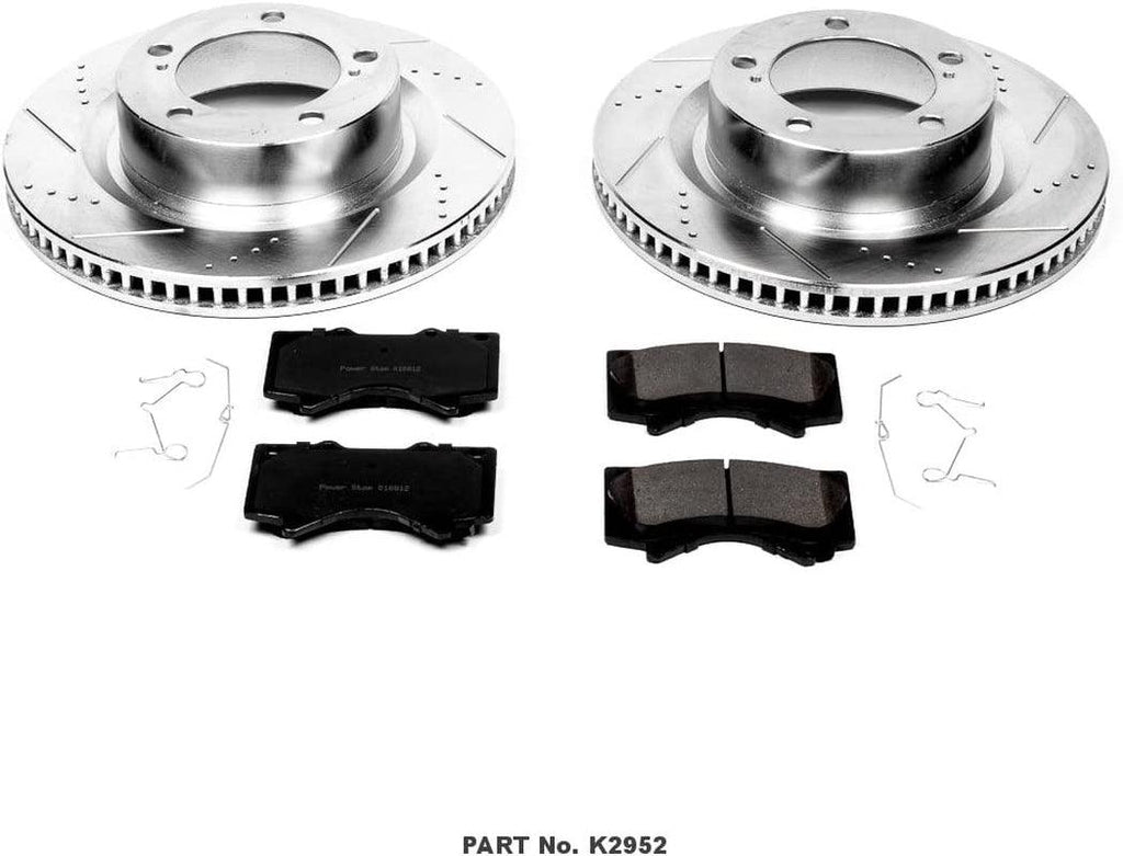 K2952 Front Z23 Carbon Fiber Brake Pads with Drilled & Slotted Brake Rotors Kit