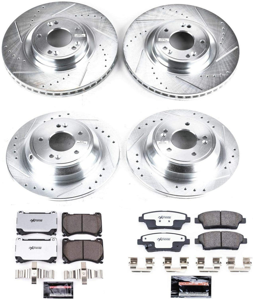 K5845-26 Front and Rear Z26 Carbon Fiber Brake Pads with Drilled & Slotted Brake Rotors Kit