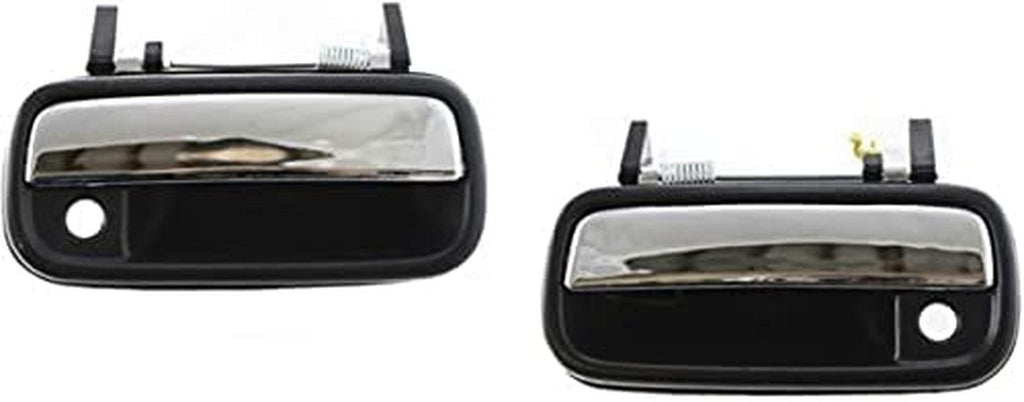 Aftermarket Front Exterior Door Handle Compatible with 1989-1995 Toyota Pickup and 1990-1995 Toyota 4Runner Chrome, Plastic, Textured Bezel, Set of 2, Driver and Passenger Side