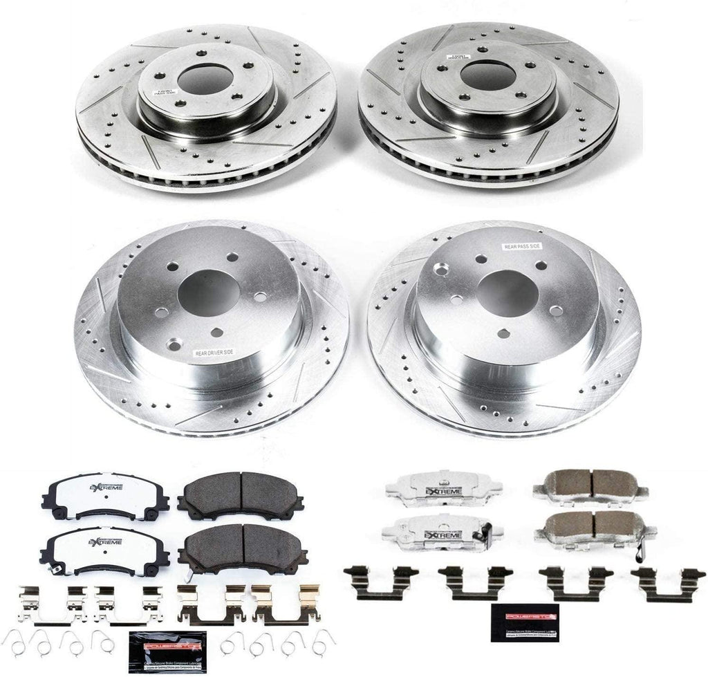 K6943-26 Front and Rear Z26 Carbon Fiber Brake Pads with Drilled & Slotted Brake Rotors Kit