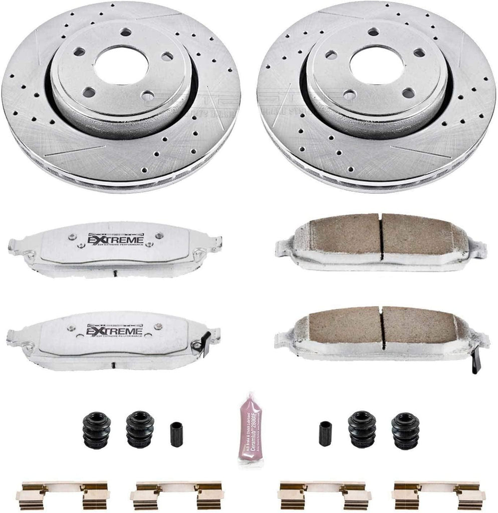 K2219-26 Front Z26 Carbon Fiber Brake Pads with Drilled & Slotted Brake Rotors Kit