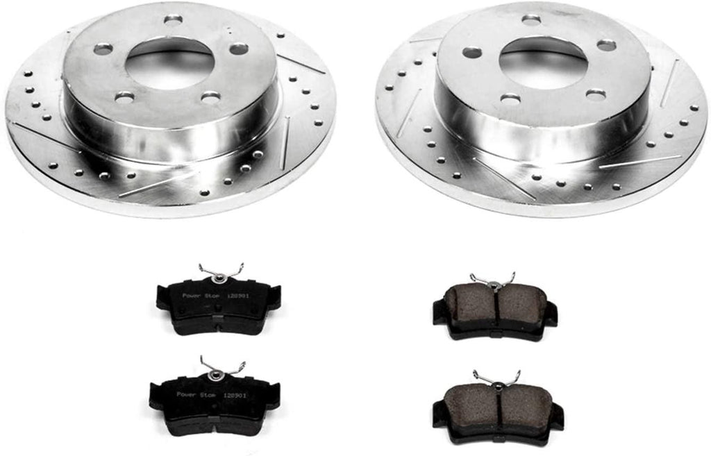 K1303 Rear Z23 Carbon Fiber Brake Pads with Drilled & Slotted Brake Rotors Kit