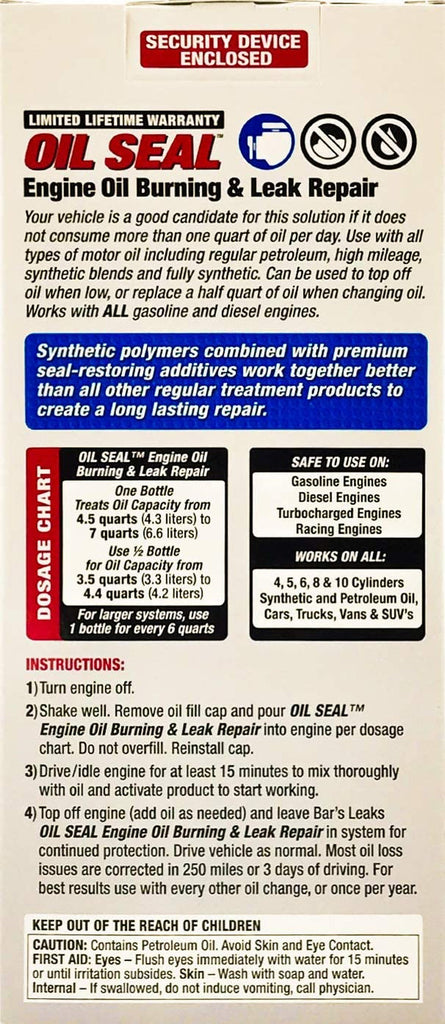 Bar'S Leaks Oil Seal Engine Oil Burning and Leak Repair