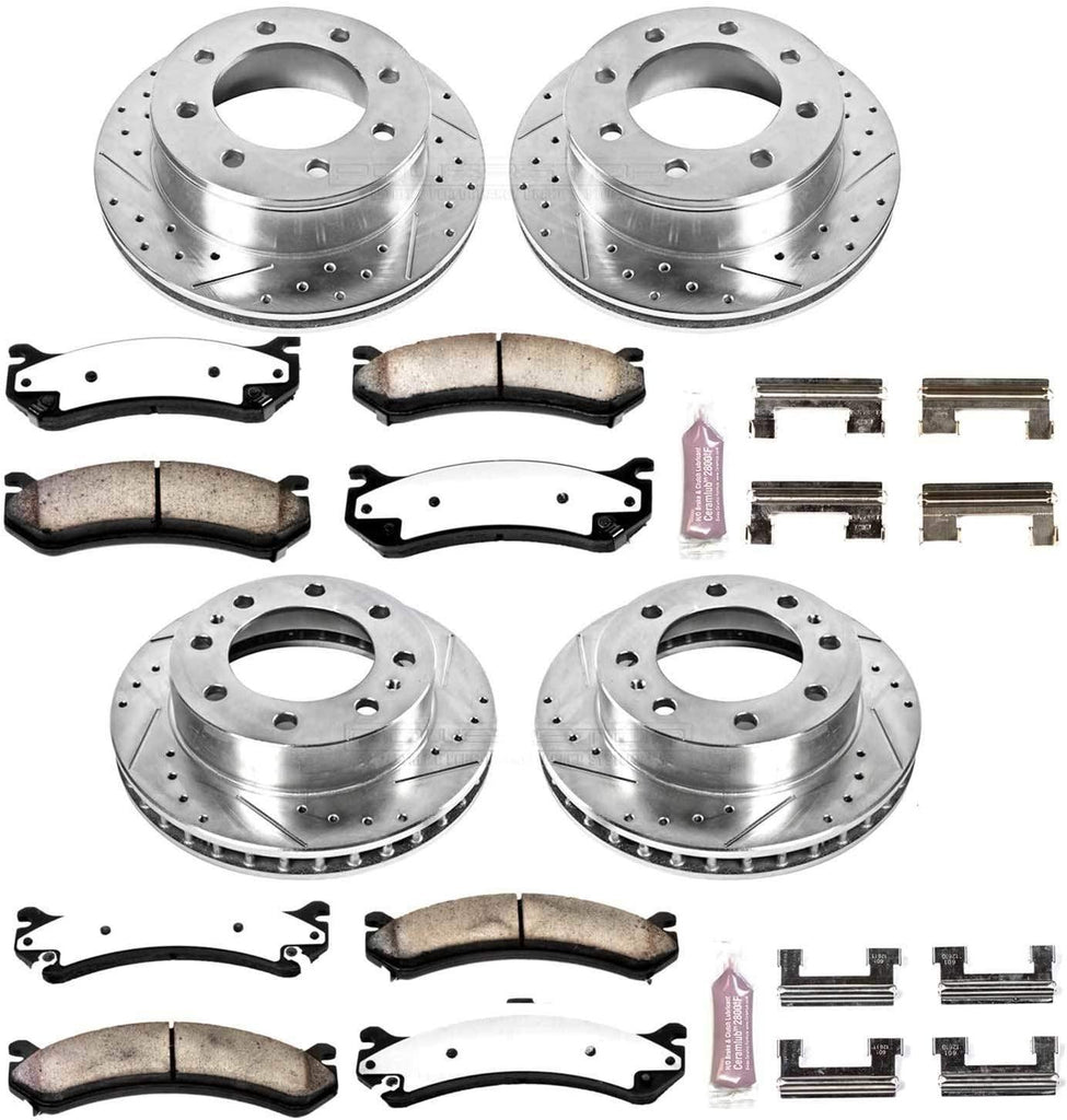 K2027-36 Front and Rear Z36 Truck & Tow Brake Kit, Carbon Fiber Ceramic Brake Pads and Drilled/Slotted Brake Rotors
