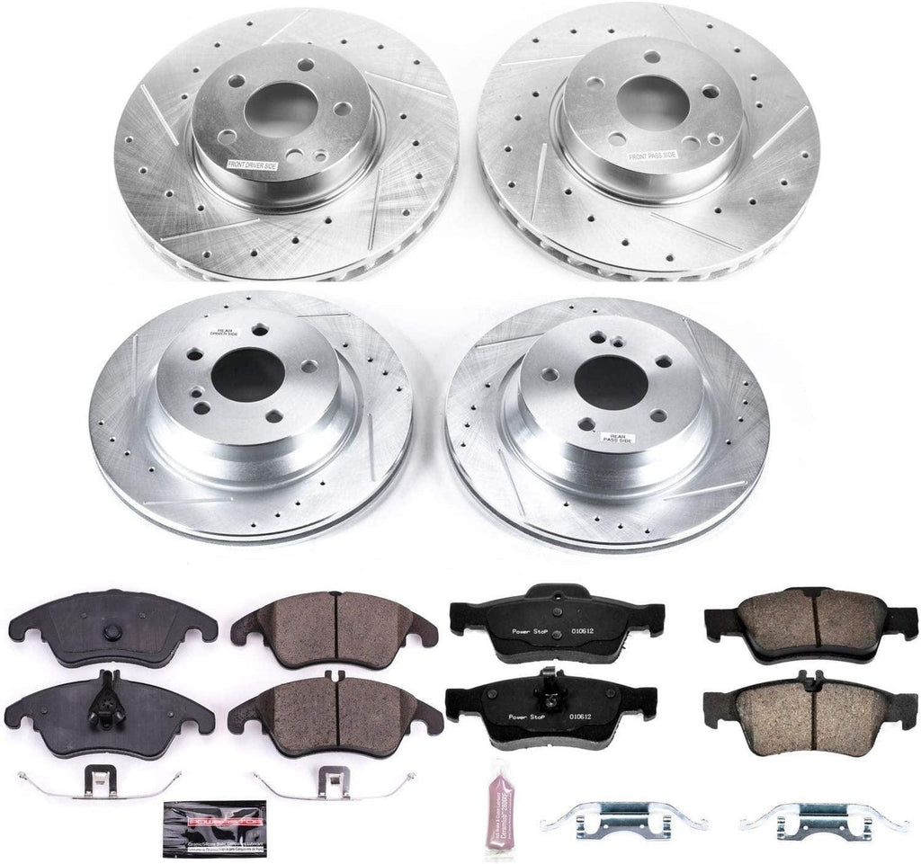 K7830 Front and Rear Z23 Carbon Fiber Brake Pads with Drilled & Slotted Brake Rotors Kit