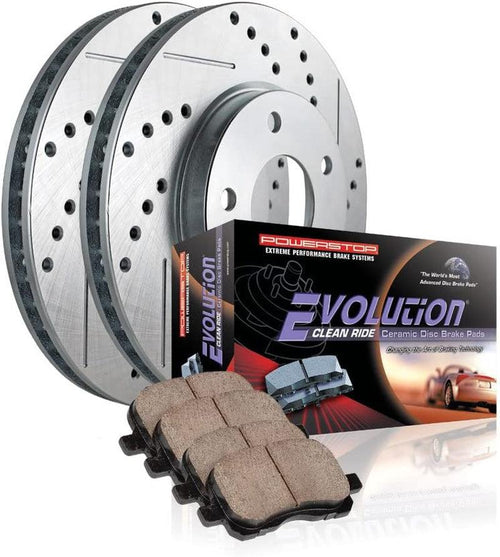 K2327 Front Z23 Carbon Fiber Brake Pads with Drilled & Slotted Brake Rotors Kit