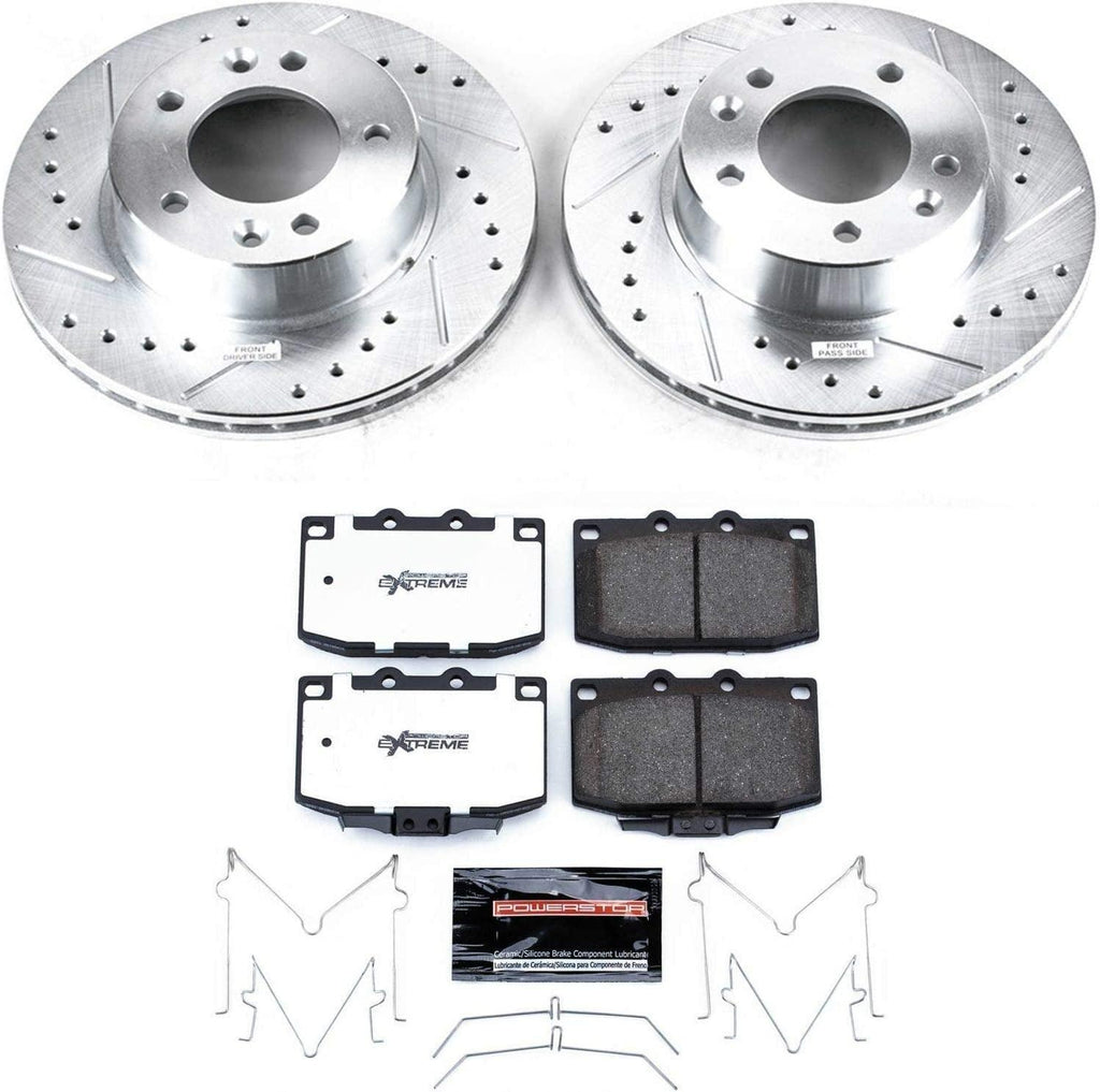 K470-26 Front Z26 Carbon Fiber Brake Pads with Drilled & Slotted Brake Rotors Kit