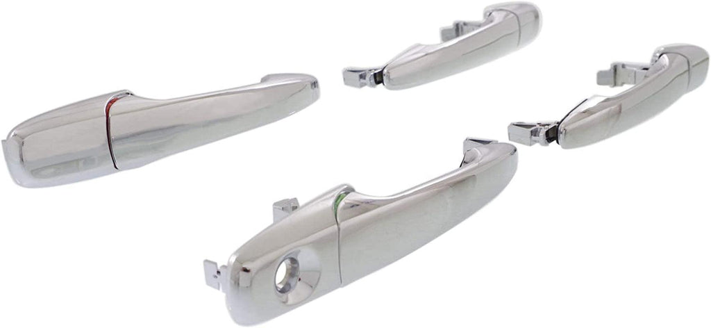 Exterior Front Door Handle Compatible with Ford Fusion 2006-2012 Set Set of 4 (RH and LH) All Chrome Plastic (And Rear)