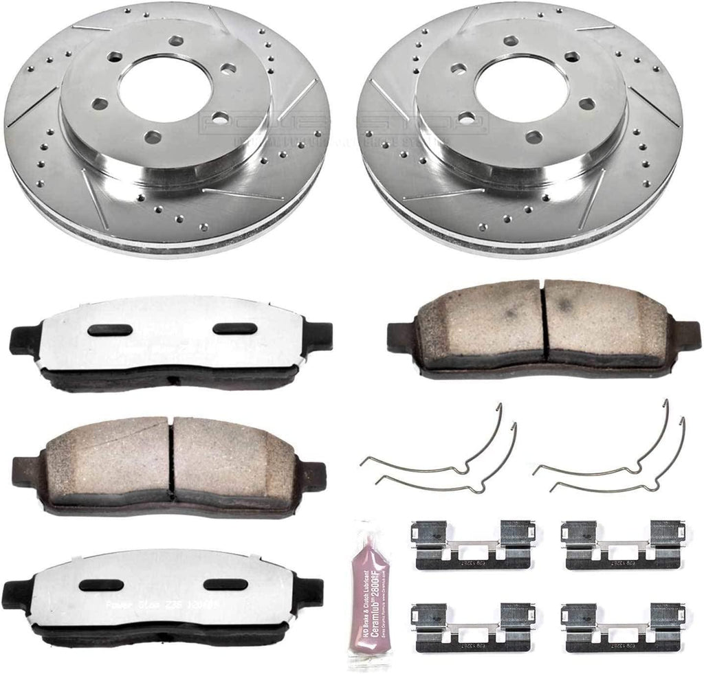 Power Stop K1943-36 Front Z36 Truck & Tow Brake Kit, Carbon Fiber Ceramic Brake Pads and Drilled/Slotted Brake Rotors