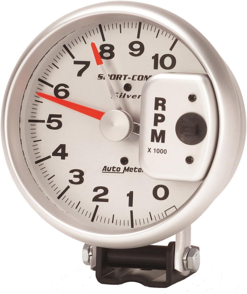 3910 Sport-Comp Silver Tachometer,5.000 In.