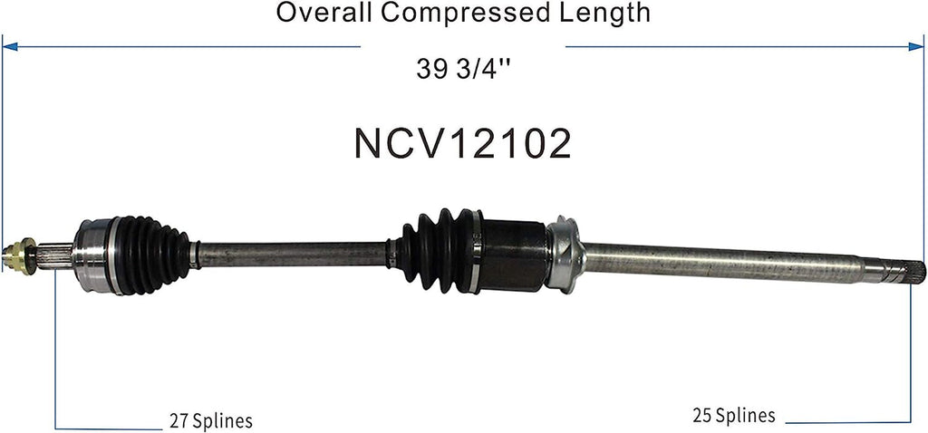 NCV12102 CV Axle Shaft Assembly for Select 2013-16 Dodge Dart - Front Right (Passenger Side)