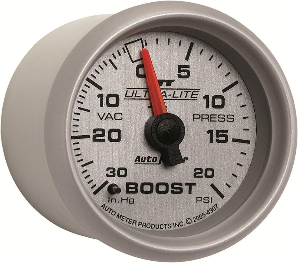 4907 Ultra-Lite II 2-1/16" 30 In. Hg/20 PSI Mechanical Vacuum/Boost Gauge