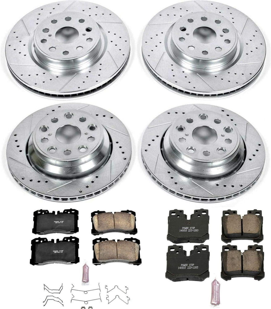 K5825 Front and Rear Z23 Carbon Fiber Brake Pads with Drilled & Slotted Brake Rotors Kit