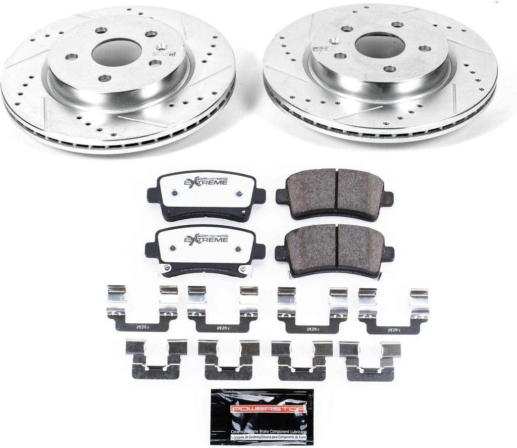 K5547-26 Rear Z26 Carbon Fiber Brake Pads with Drilled & Slotted Brake Rotors Kit