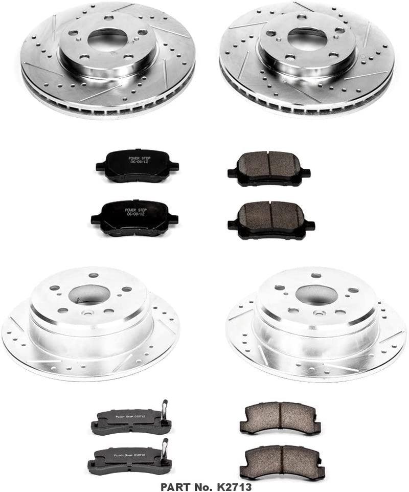 K2713 Front and Rear Z23 Carbon Fiber Brake Pads with Drilled & Slotted Brake Rotors Kit