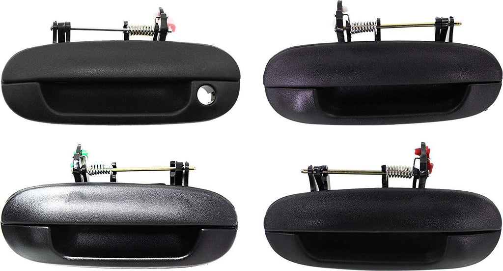 Front and Rear Exterior Door Handle Set of 4 Compatible with 2002-2009 Chevrolet Trailblazer/Gmc Envoy Textured Black Driver and Passenger Side