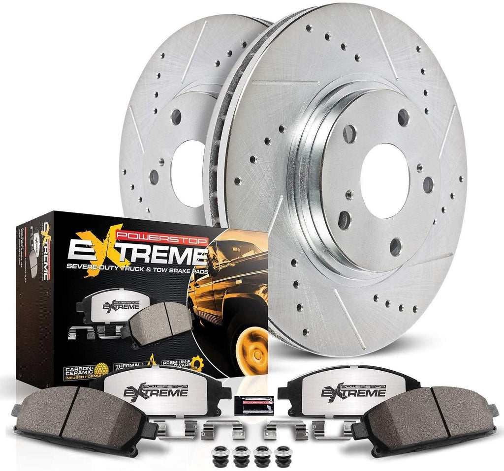 Power Stop K2405-36 Rear Z36 Truck & Tow Brake Kit, Carbon Fiber Ceramic Brake Pads and Drilled/Slotted Brake Rotors