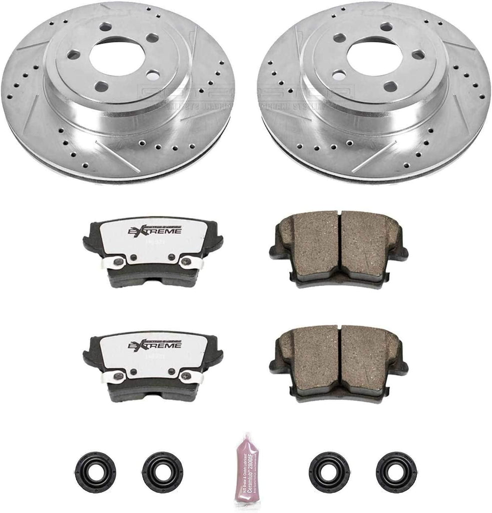 K1720-26 Rear Z26 Carbon Fiber Brake Pads with Drilled & Slotted Brake Rotors Kit