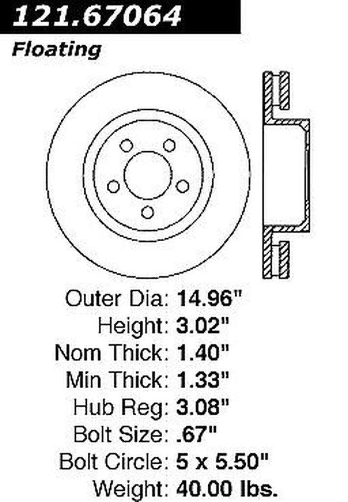 Centric Front Disc Brake Rotor for 04-06 Dodge Ram 1500 (121.67064)