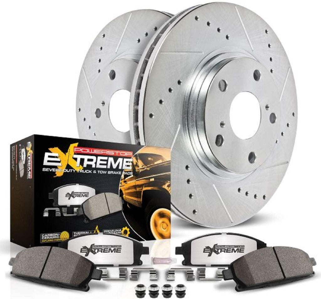 K5822-36 Front and Rear Z36 Truck & Tow Brake Kit, Carbon Fiber Ceramic Brake Pads and Drilled/Slotted Brake Rotors