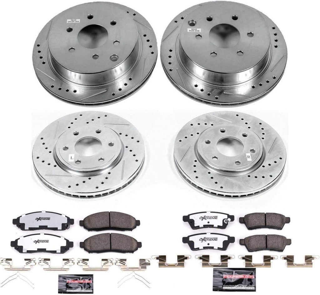 K4063-36 Front and Rear Z36 Truck & Tow Brake Kit, Carbon Fiber Ceramic Brake Pads and Drilled/Slotted Brake Rotors