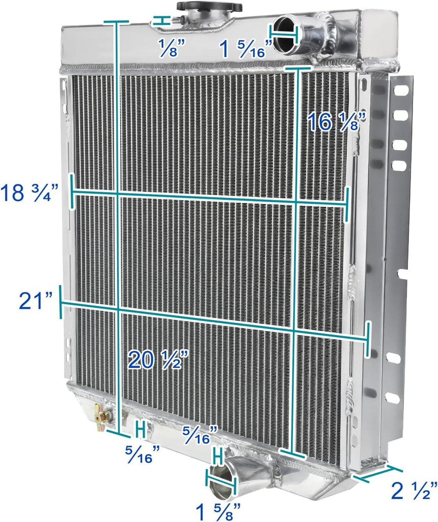 3 Core Manual Transmission 20" Passenger/Right Side Radiator Compatible with Ford Mustang/Falcon V8 1967-1970