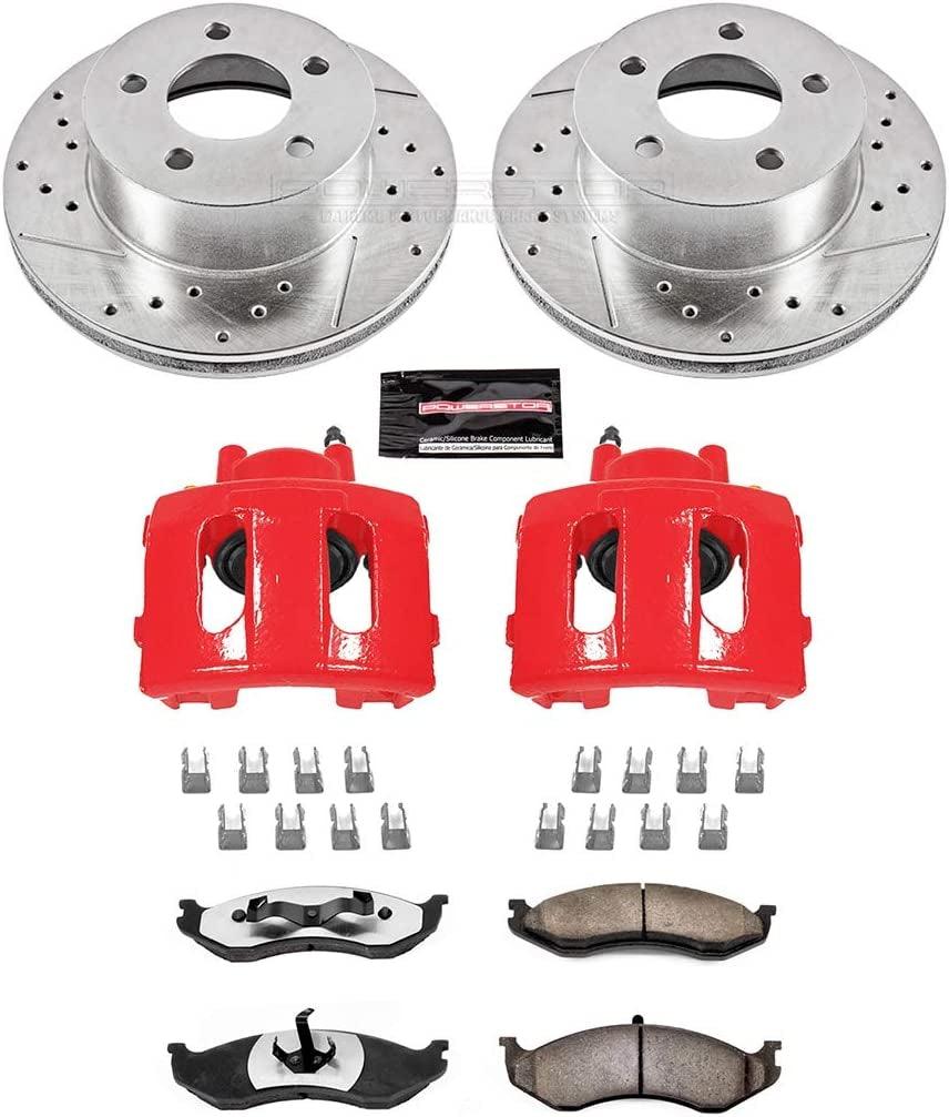 KC2119-36 Z36 Truck & Tow Front Caliper Kit-Drilled/Slotted Brake Rotors, Carbon-Fiber Ceramic Brake Pads, Calipers