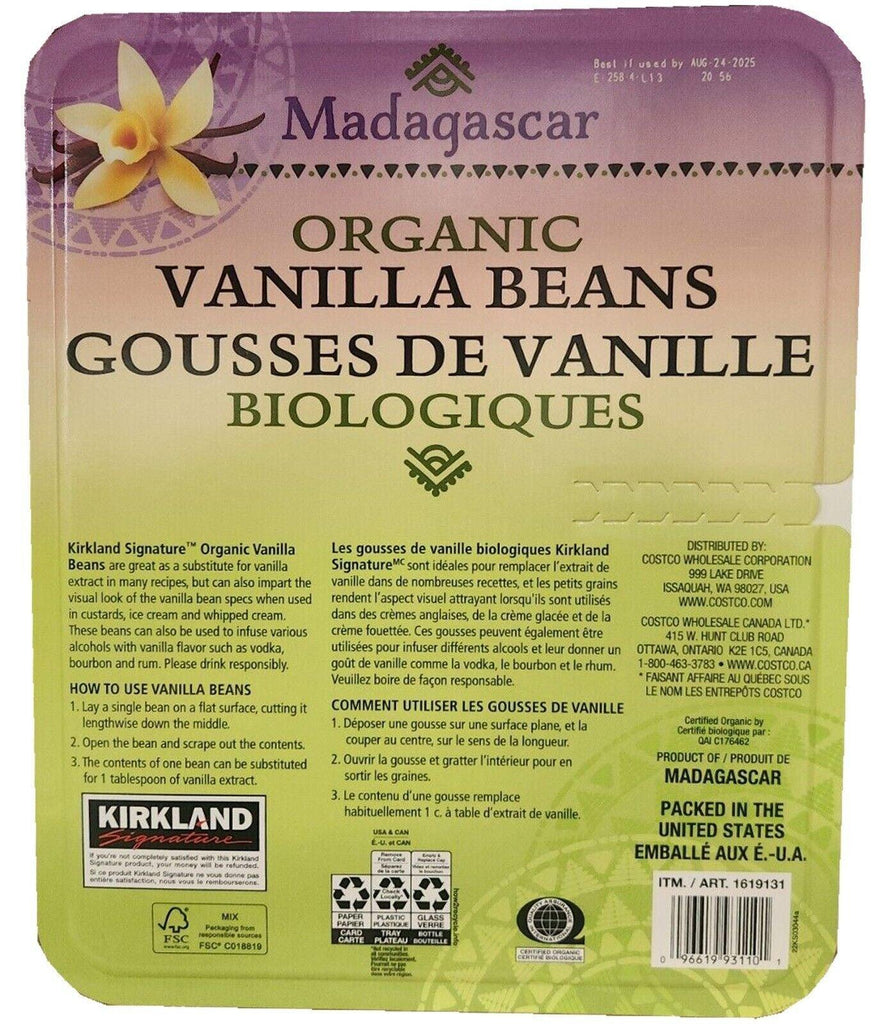Kirkland Signature Organic Madagascar Vanilla Beans, 10 Count