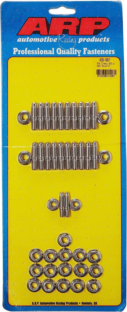 4351901 Oil Pan Stud Kit with Hex Nuts, Stainless Steel, for Select Chevrolet Big Block Applications